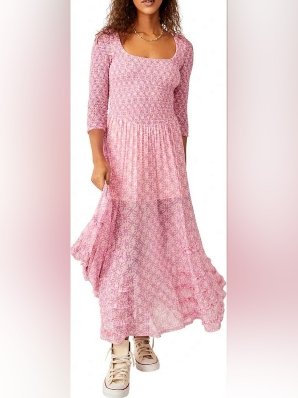 NWT Free People Its Fate Midi Dress in Lilac Combo Women's Size Small